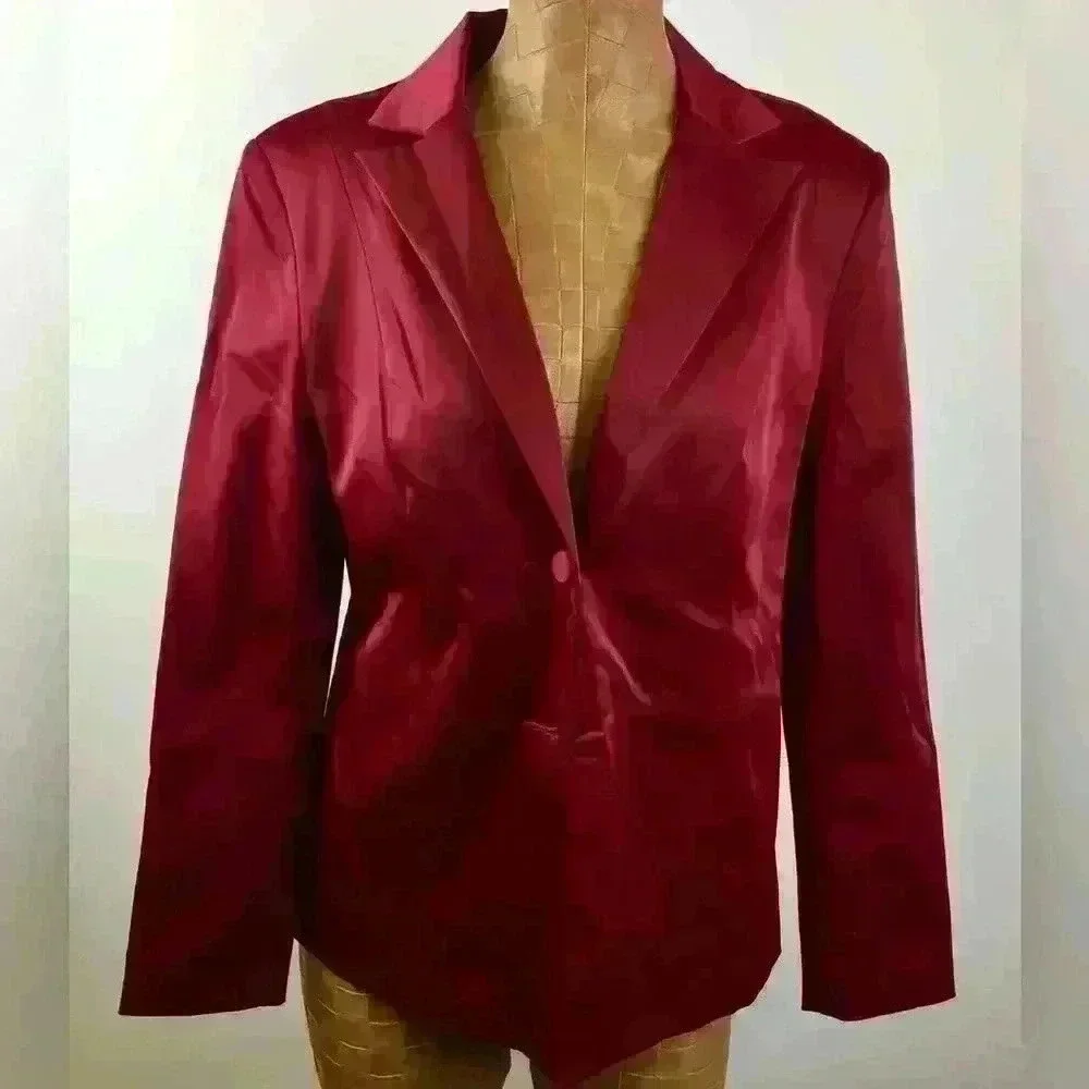 JACLYN SMITH Button Front Long Sleeve Red Blazer Suit Jacket